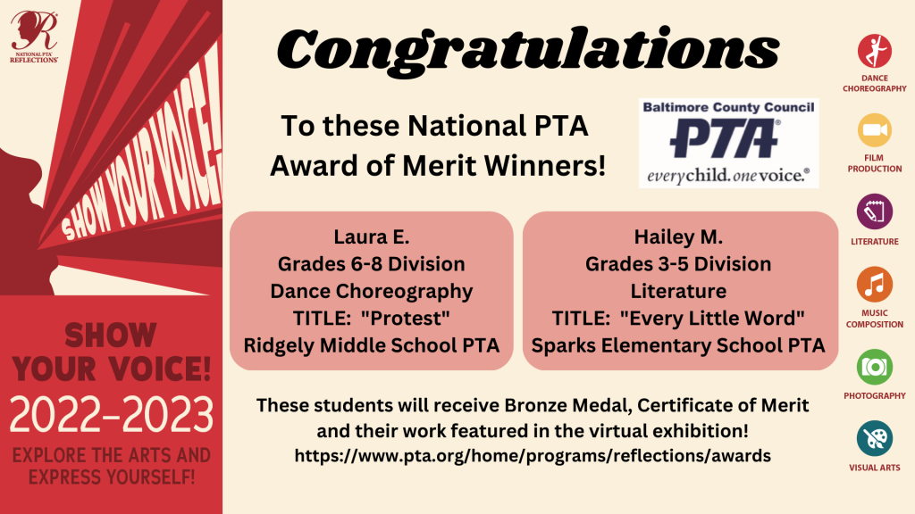 Congratulations to our National PTA Award of Merit Winners